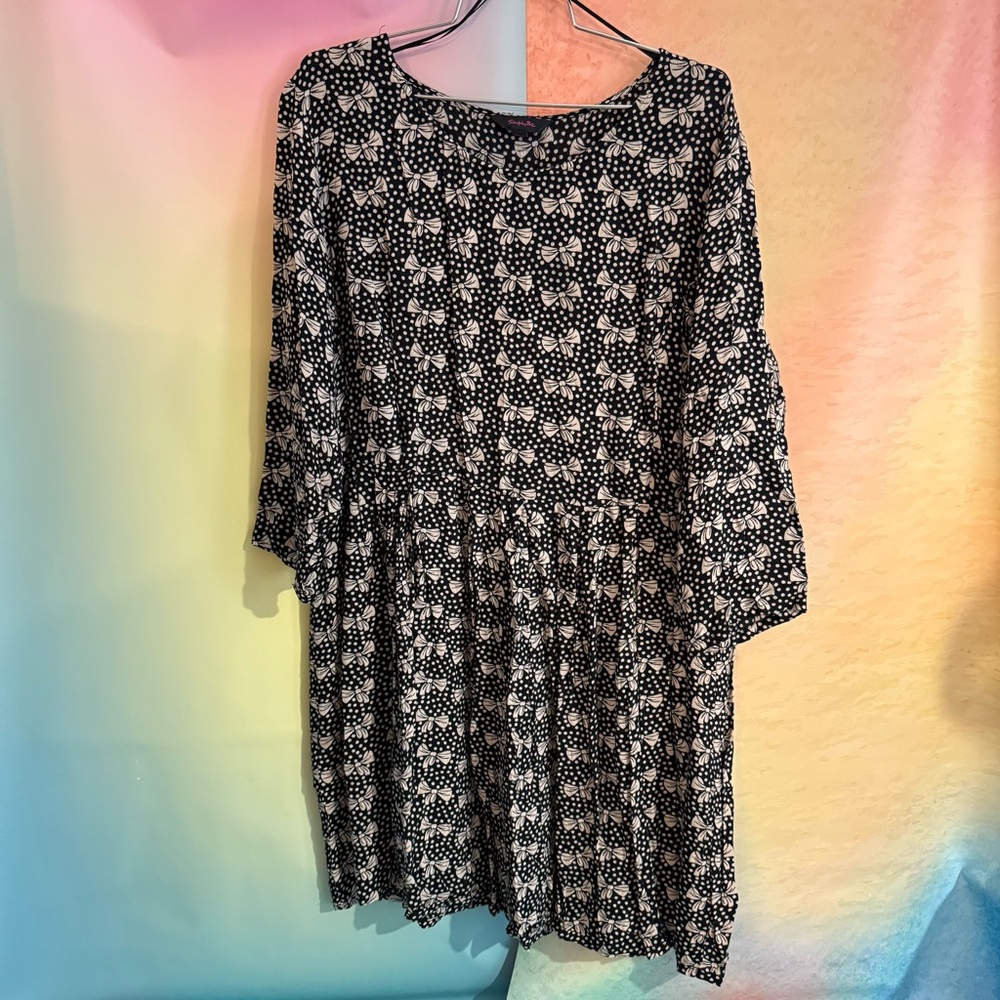 Simply Be Black and White Long Sleeve Dress